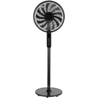 Fabrilamp Fabrilamp - Ventilador De Pie Torbellino Negro 3velocidades 60w 13aspas Regx41x41 Display Oscilante, Remoto, Temporizador