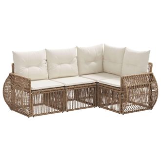 vidaXL Conjunto De Sof&aacute;s De Jard&iacute;n 4 Pcs Beige Y Blanco Crema Vidaxl