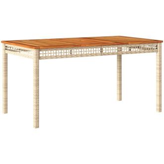 vidaXL Garden Table Beige 140x80x75 cm Poly Rattan Acacia Wood Vidaxl