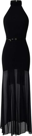 Elisabetta Franchi Red Carpet Halterneck Cr&ecirc;pe Jurk - Dames - Avondkleed - Zwart - XL - Kleedjes