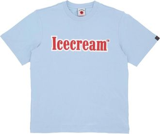 Icecream Blauwe Logo Tee met Puff Print - Heren - T-shirts - Blauw - XL - Katoen - Tops