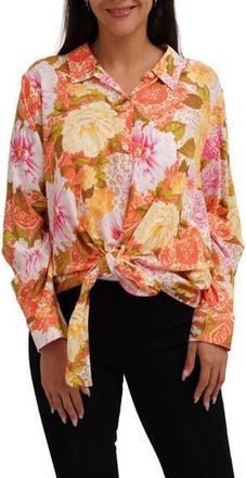 Sunny Leigh Long Sleeve Tie Front Button-Up Shirt in Delanie at Nordstrom Rack, Size 1 X
