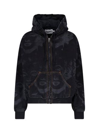 Vaquera Black Artistic Print Cropped Jacket