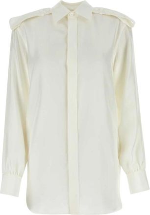 Burberry Zijden Blouse - Dames - Overhemden - Wit - 2XS - Overhemden