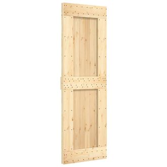 Berkfield Home Sliding Door with Hardware Set 70x210 cm Solid Wood Pine in Light Brown