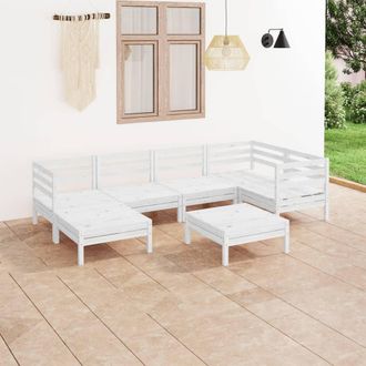 vidaXL Vidaxl - Juego De Muebles De Jard&iacute;n 7 Piezas Madera Maciza Pino Blanco