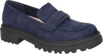Bella Vita Pulse Faux Leather Platform Loafer in Navy Suede at Nordstrom, Size 7.5