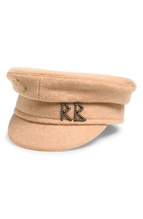Ruslan Baginskiy Safety Pin Wool Baker Boy Cap in Beige at Nordstrom, Size X-Small