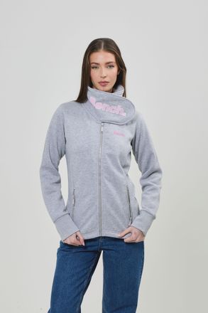 Bench Sweatjacke BENCH. HAYLO, Damen, Gr. 36, grau (grau marl), Sweatware, Obermaterial: 70% Baumwolle, 30% Polyester, unifarben, figurbetont, Sweatjacken S