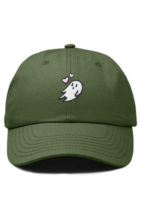 Dalix Heartly Ghost Embroidered Cap in Olive at Nordstrom