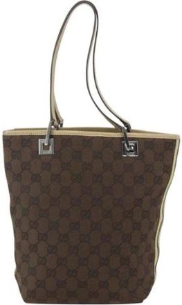 Gucci Pre-owned Tote Bags, female, Brown, Size: ONE SIZE Pre-owned Canvas Tote Bag