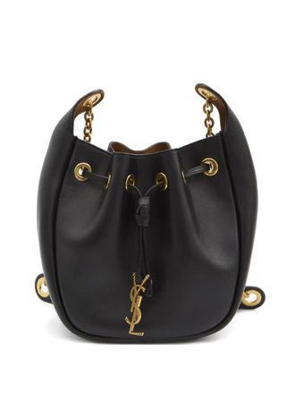 Saint Laurent Cassandre drawstring leather shoulder bag - Black