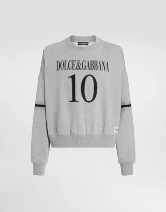 Dolce & Gabbana Cotton Sweatshirt With Logo - Man Sweatshirts Gray Xs