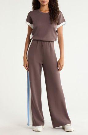 Spanx AirEssentials Colorblock Jumpsuit in Dark Cacao Stripe at Nordstrom, Size 3 X