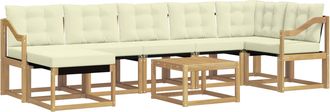 vidaXL Conjunto De Sof&aacute;s De Exterior 8 Uds. Blanco Y Crema Vidaxl