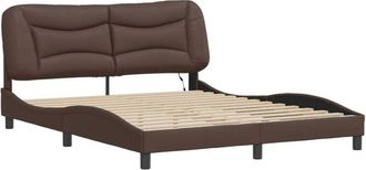 vidaXL Bed Frame with led without Mattress Hvar Brown 160x200 cm Vidaxl