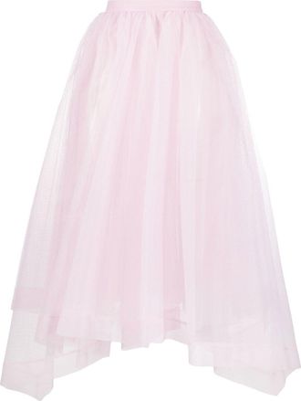 Alexander McQueen asymmetric-design tiered-skirt - women - Polyamide - 44 - Pink