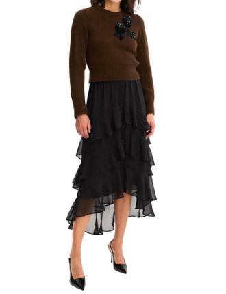 Allison New York Beaded Abigail Sweater In Walnut