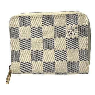 Louis Vuitton Pre-owned Damier Azur Portemonnee - Dames - Pre-owned - Beige - Maat: ONE Size Leer