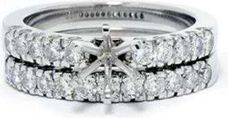 Pompeii3 1ct Diamond Engagement Matching Wedding Ring Setting Size Selectable