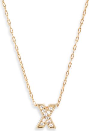 Nordstrom Pav&eacute; Cubic Zirconia Initial Necklace in X- Clear- Gold at Nordstrom