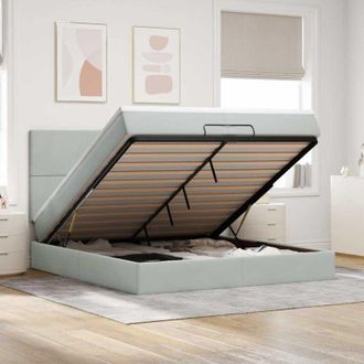 vidaXL Estructura Cama Otomana Colchones Terciopelo Gris Claro Vidaxl