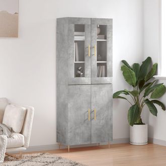 vidaXL Vidaxl - Aparador Alto Madera Contrachapada Gris Hormig&oacute;n 69,5x34x180 Cm