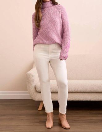 Tribal Micro Cord Audrey Pull-On Slim Ankle Pants In Cream