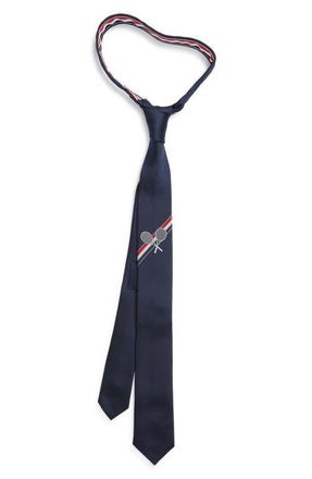 Thom Browne Classic Engineered Stripe Silk Tie in Navy at Nordstrom