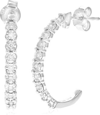 Vir Jewels 1/6 cttw Lab Grown Diamond Hoops Earrings in Sterling Silver With Push Backs For Women