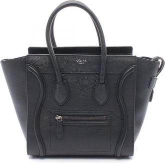 Celine Black Leather Handbag Tote Bag (Pre-Owned)