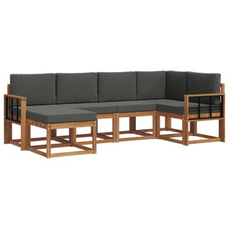 vidaXL Conjunto De Sof&aacute;s De Exterior 6 Pcs Natural Y Antracita Vidaxl