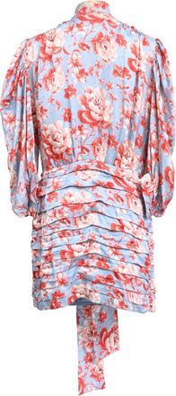 Magda Butrym Setubal Pleated Floral-Print Mini Dress in Multicolor Silk