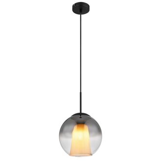 Netlighting Barry 25cm Dome Pendant Matt Black Ball Smoke Glass Shade 1x E27