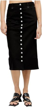 Courr&egrave;ges Multiflex Denim Midi Rok - Dames - Midirokken - Zwart - XS - Denim - Rokken