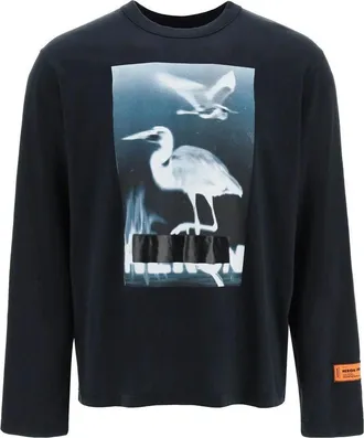 Heron Preston Censored Heron Long-Sleeve T-shirt Black White HMAB026S23JER0011001