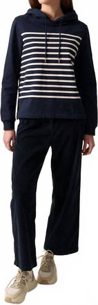 Saint James Norah Striped Hoodie In Amiral/ecume