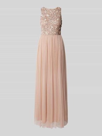 Lace & Beads Tailliertes Cocktailkleid mit Paillettenbesatz in Hellrosa, Gr&ouml;&szlig;e XS