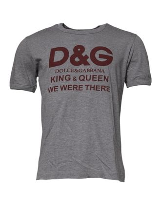 Dolce & Gabbana Mens King Queen Graphic Tee - Grey Cotton - Size EU 46 (Mens)