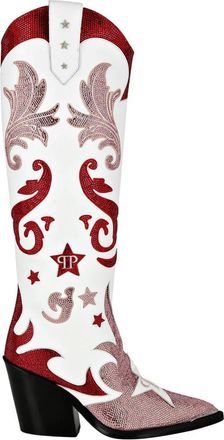 Philipp Plein Strass Cow Boy Laarzen met Halfhoge Hakken Hoge Sterren - Dames - Cowboylaarzen - Veelkleurig - 35 EU - Leer - Schoenen