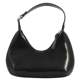 by FAR Ladies Baby Amber Black Semi Patent Leather Shoulder Bag