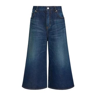Alaia Wide Leg Denim Shorts - female - Ala&iuml;a - Denim Shorts - Blue - W24 - Shorts