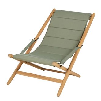 Maisons du monde Silla plegable de exterior de madera de eucalipto y poli&eacute;ster reciclado verde caqui