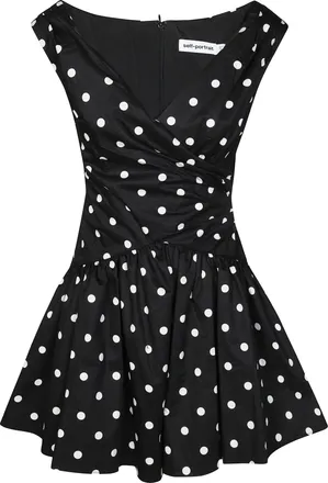 Self Portrait Polka Dot Cap Sleeves Flared Mini Dress