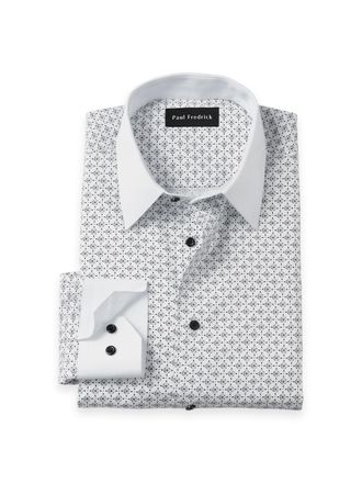 Paul Fredrick Slim Fit Non-iron Cotton Geometric Dress Shirt