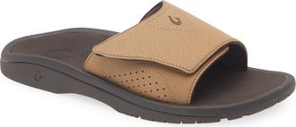 Olukai Nalu Slide Sandal in Tan /Dark Java at Nordstrom, Size 18