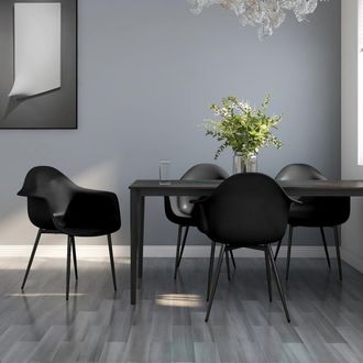 vidaXL Sillas De Comedor 4 Unidades Negras Pp Vidaxl