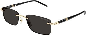 Montblanc Meisterst&uuml;ck Zonnebril Zwart Goud Blauw - Heren - Zonnebrillen - Geel - 54 MM - Accessoires