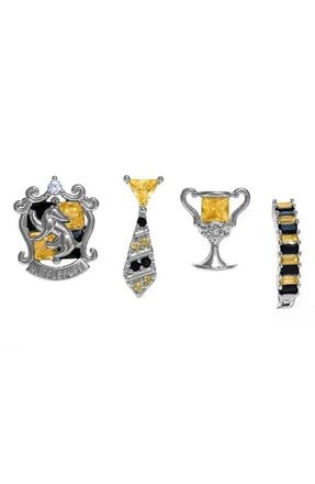 Girls Crew x Harry Potter Set of 4 Assorted Single Stud Earrings in Silver/Hufflepuff at Nordstrom