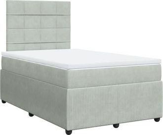 vidaXL Vidaxl - Cama Box Spring Con Colch&oacute;n Terciopelo Gris Claro 120x200 Cm